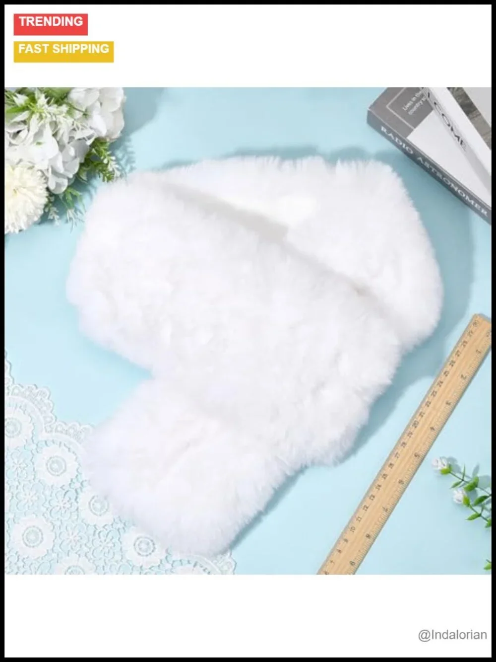 Faux Fur Scarf Removable Plush Collar Warm Thick Fuzzy Shawl Long Neck Scarves